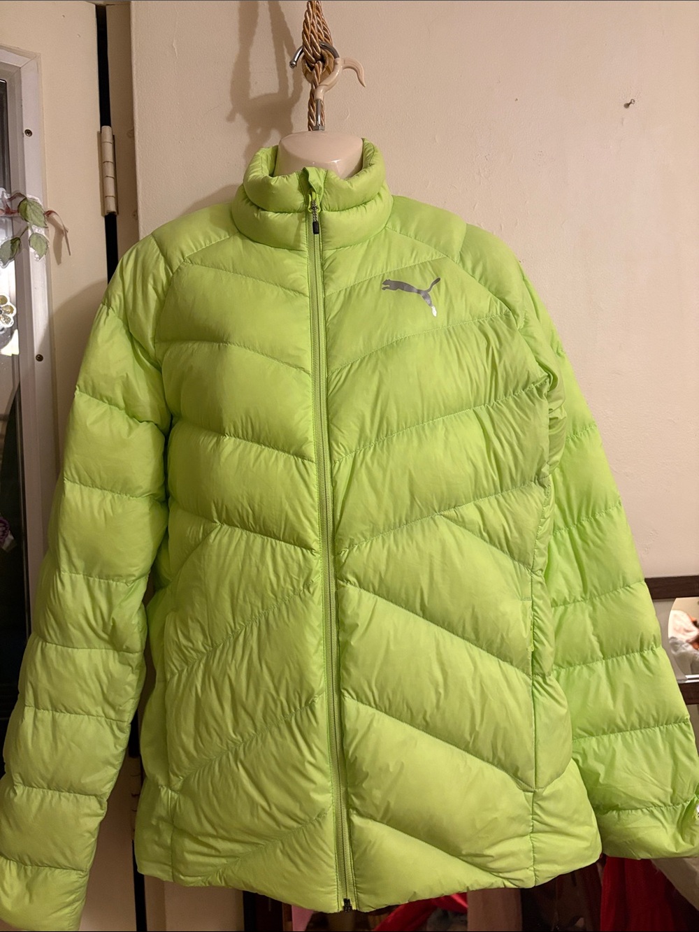 Puma Neon Lime Quilted Ski Jacket   Down